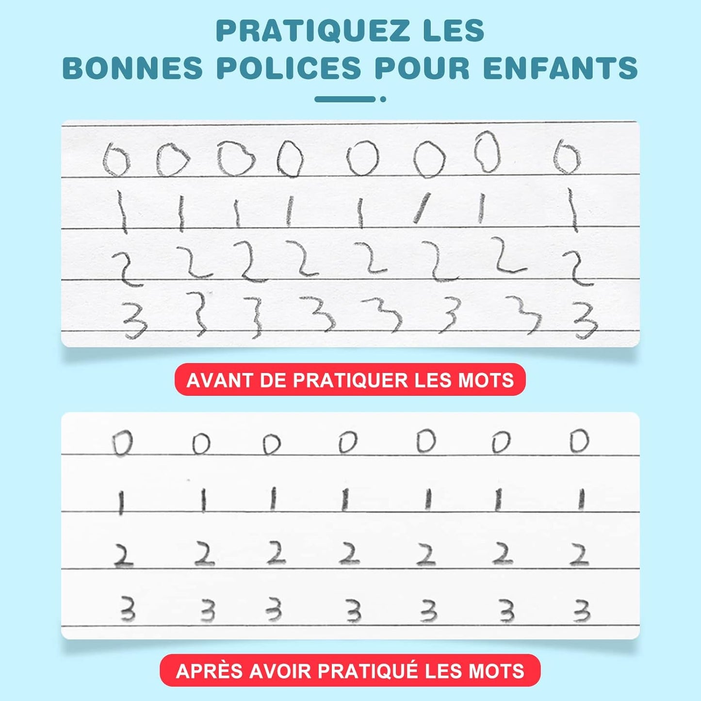 Cahier d'écriture et d'apprentissage réutilisable pour Enfants