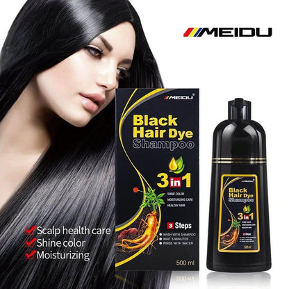 🖤 Shampoing BLACK HAIR – Des Cheveux Noirs et durables sans effet secondaire !