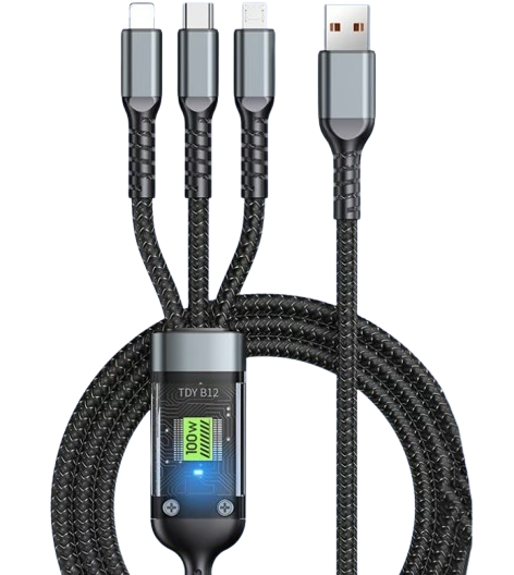 🔥Câble chargeur ULTRA rapide ⚡ 3 en 1 en nylon tressé, sortie APPLE / ANDROID / Type-C : 🎉1 CABLE ACHETÉ = 1 TETE OFFERTE🎁